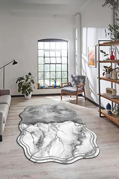 EY HOME Ψηφιακό χαλί σαλονιού με τύπωμα με αντιολισθητική βάση, πλενόμενο με μαρμάρινο σχέδιο, κομμένο με λέιζερ