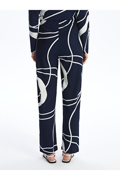 LC Waikiki Mintás széles szárú - elasztikus derékú női nadrág