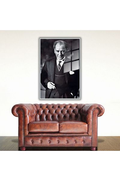 GAAGART Masă de birou din sticlă temperată cu cadru metalic Classic Atatürk