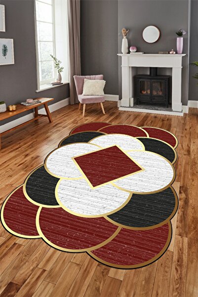 EY HOME Digital Printed Non-Slip Base Washable Hubbed Laser Cut Kitchen Living Room Carpet