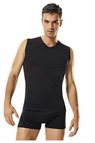 Namaldı Men's Black Lycra Sleeveless V-Neck Undershirt New Season (1 Economical)