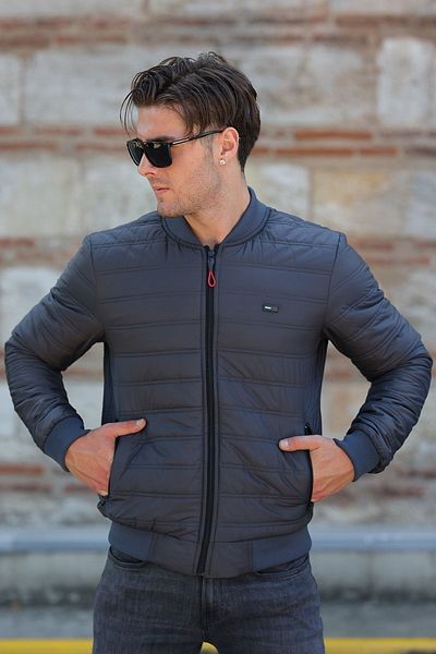 D1fference Men's Anthracite Water and Windproof College Collar Coat