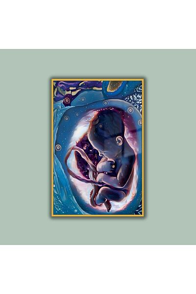 GAAGART Μεταλλικός σκελετός Glass Tube Baby Polyclinic Πίνακας Έγχρωμος Φετούς