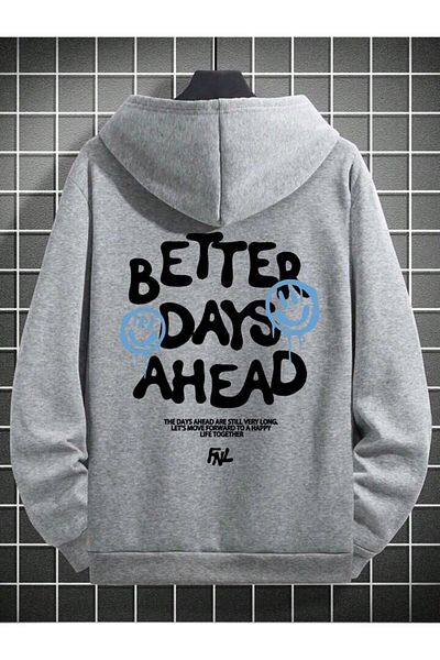 NOFLEN Унисекс суичър с качулка с принт Better Days Ahead