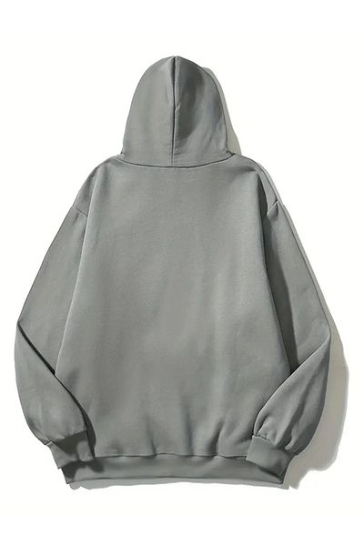 NOFLEN Unisex Anthracite Lost in Space Φούτερ με κουκούλα με στάμπα μεγάλου μεγέθους