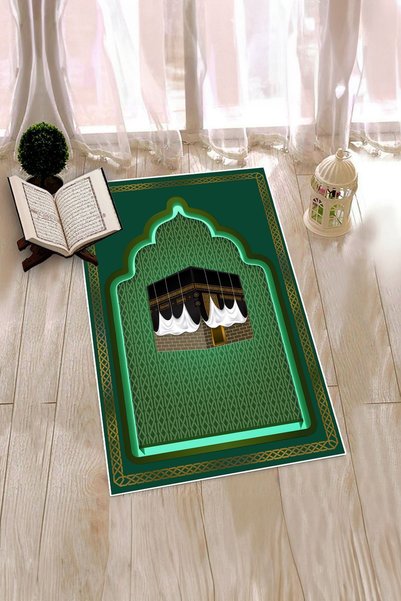 EY HOME Digital Printed Kaaba Motif Washable Motif 70X130 Prayer Rug