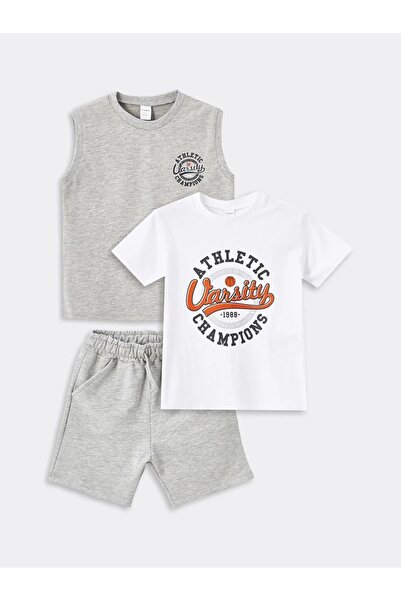 LC Waikiki LCW Baby - Crew Neck Printed 3-Piece Set for Baby Boy