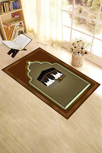 EY HOME Covor de rugăciune digital cu motiv cu imprimeu Kaaba, lavabil, 70x130