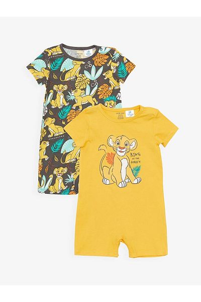LC Waikiki LCW baby Crew Neck Short Sleeve Lion King Printed Baby Boy Jumpsuit 2-Piece