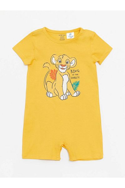 LC Waikiki LCW baby Crew Neck Short Sleeve Lion King Printed Baby Boy Jumpsuit 2-Piece