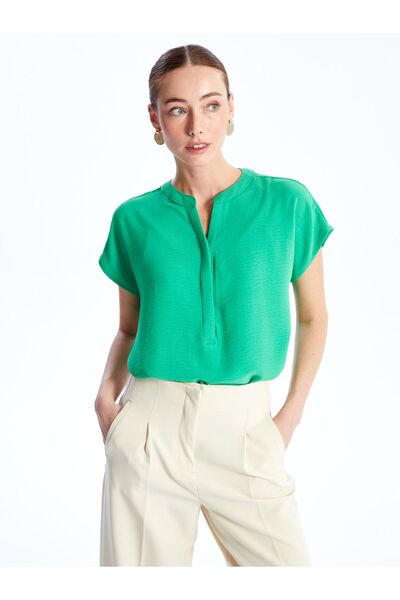 LC Waikiki Γυναικεία Μπλούζα - Λαιμόκοψη, Μασίφ, Κοντό μανίκι