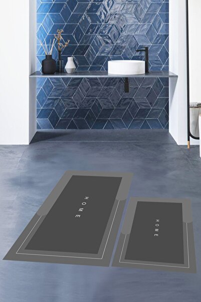 EY HOME طقم سجادة حمام مزدوجة رقمية مطبوع قابلة للغسل وغير قابلة للانزلاق للحمام