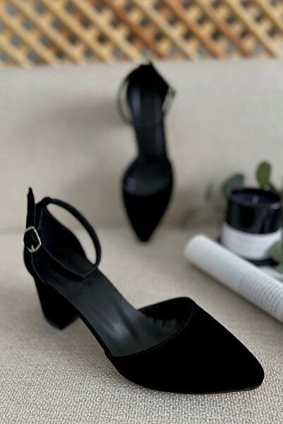 POLKA STORE Dámské pohodlné černé semišové boty Ruth na krátkém tlustém podpatku