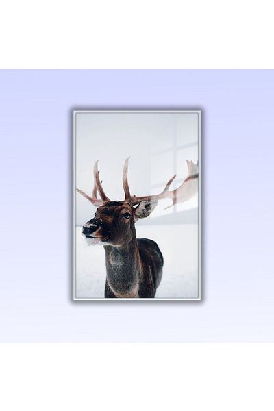 GAAGART Masă din sticlă temperată cu cadru metalic Deer în primer plan