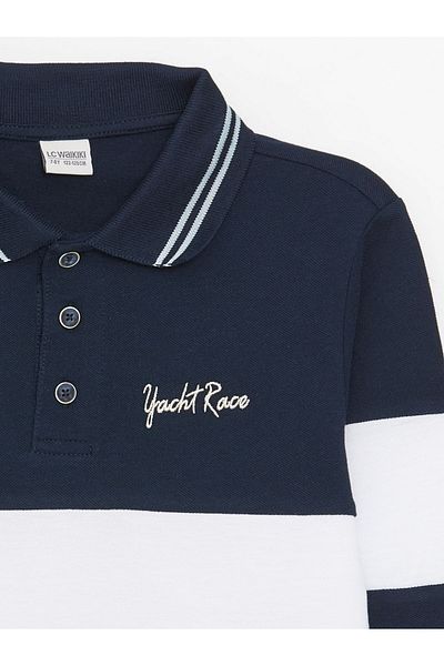 LC Waikiki Fiú - Polo Collar Color Block hosszú ujjú póló