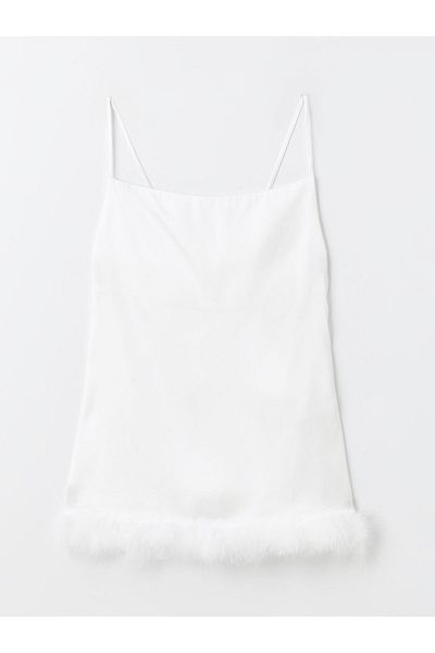 LC Waikiki Damen-Nachthemd aus Satin mit U-Ausschnitt und geraden Trägern