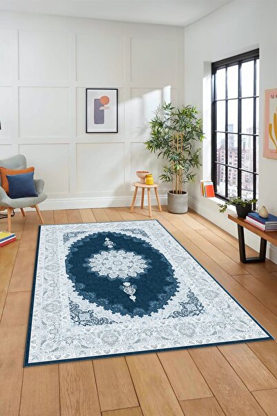 EY HOME Dijital Kaymaz Taban Yıkanabilir Göbekli Klasik Desen Mutfak Salon Ha...