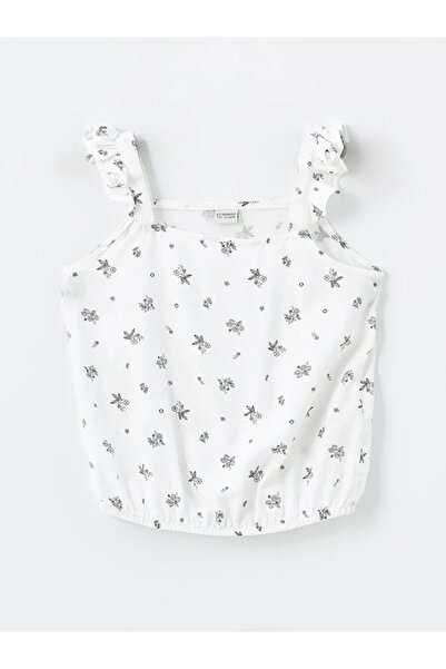 LC Waikiki Girl's Square Neck Floral Crop Blouse - LCW Kids