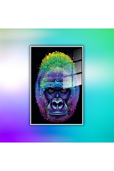 GAAGART Masă din sticlă temperată cu cadru metalic Gorila de culoare neon