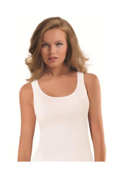 GÜMÜŞ Pack of 6 3009 100% Cotton White Wide Strap Women's Undershirt