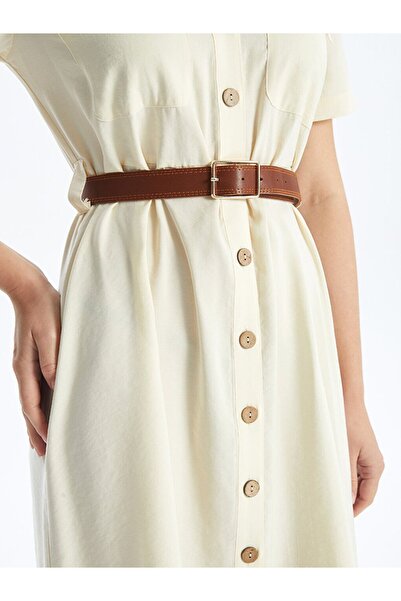 LC Waikiki Women's Shirt Dress - Solid Short Sleeve