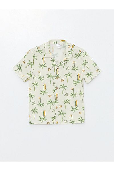 LC Waikiki LCW Resort Collar Printed Short Sleeve Shirt for Baby Boy