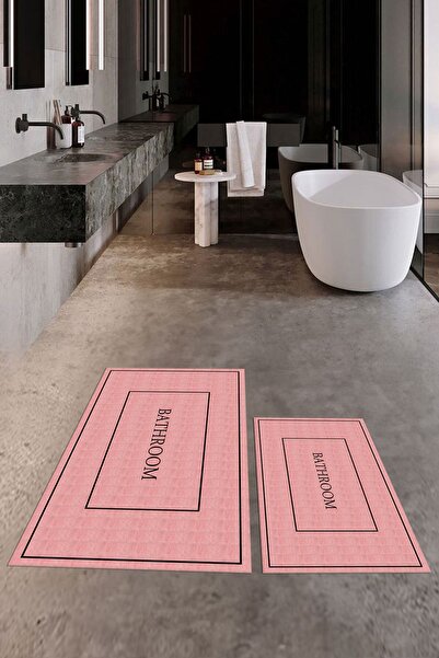 EY HOME Ψηφιακό σετ τουαλέτας με ψάθα μπάνιου με αντιολισθητική επιφάνεια που πλένεται με τύπωμα φορές