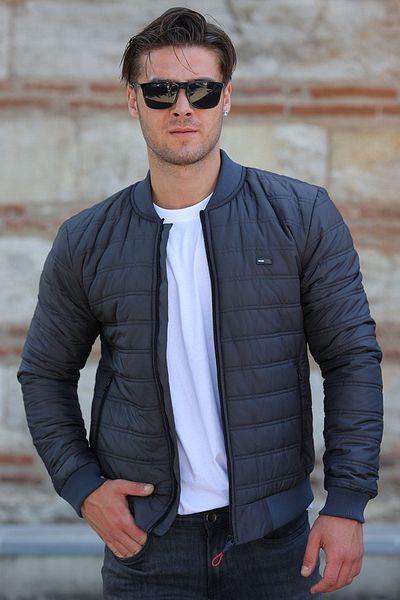 D1fference Men's Anthracite Water and Windproof College Collar Coat