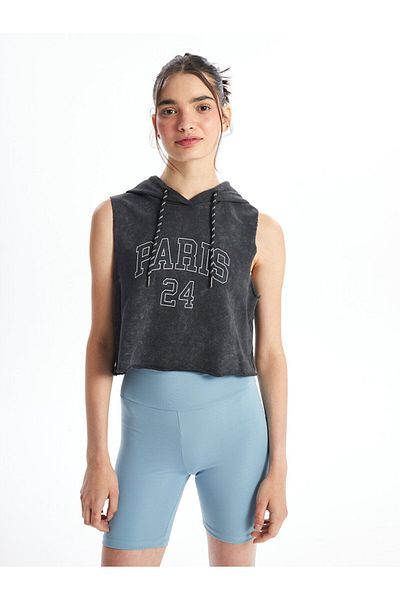 LC Waikiki Women's Crop - Hooded and Printed