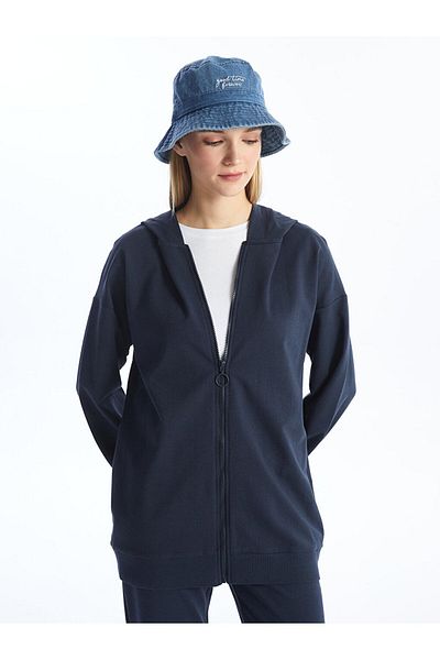 LC Waikiki Hooded Plain Long Sleeve Women's Zipper Sweatshirt