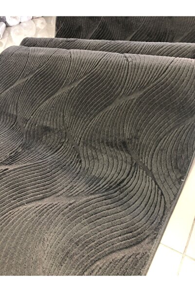 Alya Home Kaymaz Tabanlı Elit Bukle Kesme Salon Koridor Mutfak Halısı Orla Antrasit Yolluk