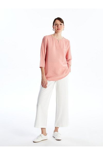 LC Waikiki LCW Damen-Bluse mit Rundhalsausschnitt