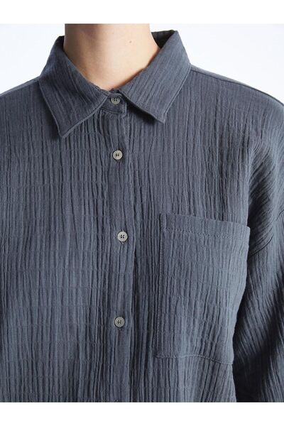 LC Waikiki LCW Vision Düz Kısa Kollu Oversize Müslin Kadın Gömlek