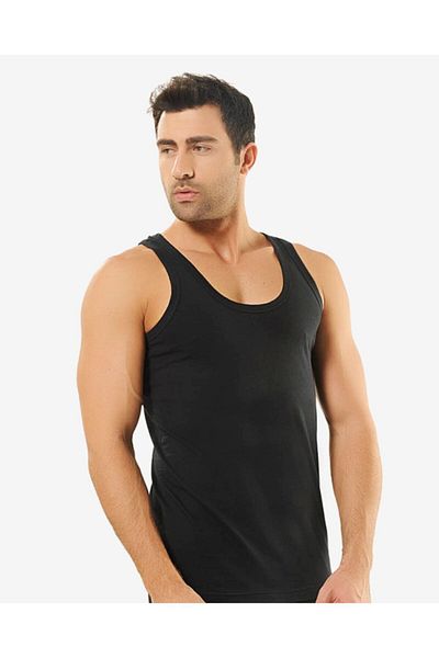 Öztaş Underwear Men's Black Bamboo Tank Top 3-Piece 1930-y