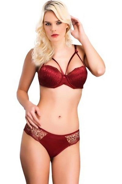 Le Jardin Set sutien căptușit de culoare Burgundy