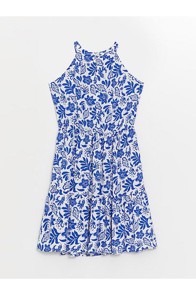 LC Waikiki Rochie cu decolteu cu halter cu imprimeu floral pentru fete