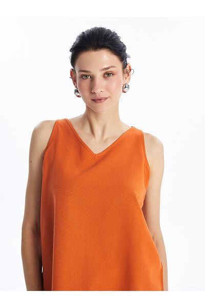 LC Waikiki Damenbluse aus Leinenmischung mit V-Ausschnitt