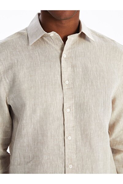 LC Waikiki Lněná pánská košile – Regular Fit, Dlouhý rukáv