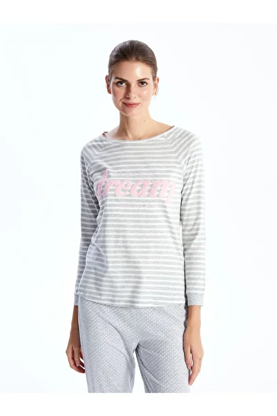 LC Waikiki Crew Neck Embroidered Long Sleeve Women's Pajamas Set
