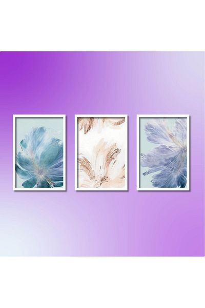 GAAGART Set de 3 MDF cu cadru laminat din lemn, modele abstracte pastel