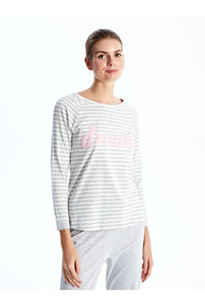 LC Waikiki Crew Neck Embroidered Long Sleeve Women's Pajamas Set