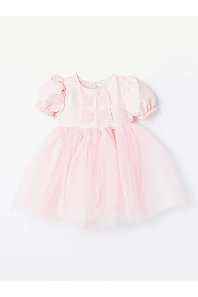 LC Waikiki LCW baby Bisiklet Yaka Kısa Kollu Kız Bebek Tütü Elbise