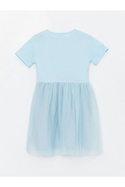 LC Waikiki Rochie pentru fetiță, cu mânecă scurtă, cu imprimeu Elsa, LCW Kids