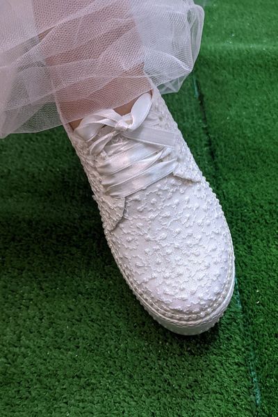 Berush Bride 300 Series Wedge Heel Row Pearl Wedding Dress Shoes