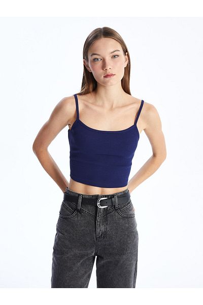 LC Waikiki Damen-Crop – U-Ausschnitt, flache Träger