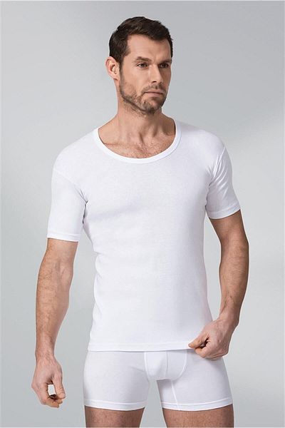 Namaldı Εσωρούχο 2 τεμαχίων Λευκό Χρώμα Rib Crew Neck