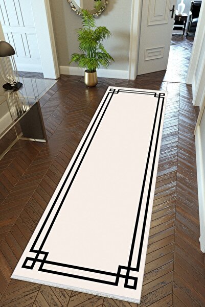 10 Post Online Bej Crem Negru - Covor de hol subțire Digital B cu imprimeu cu bază anti-alunecare și lavabil