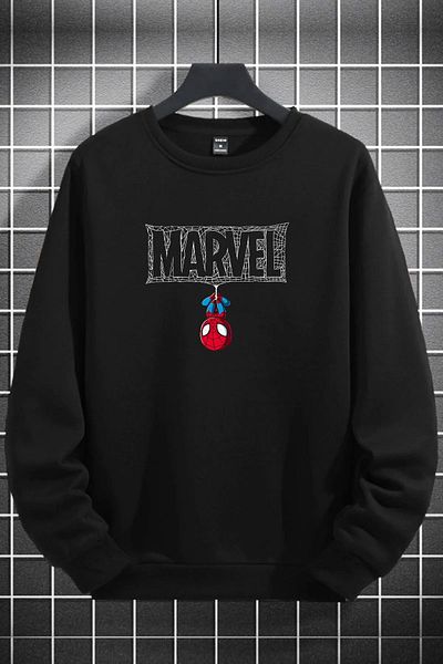 NOFLEN Unisex Marvel εμπριμέ υπερμεγέθη βαμβακερό χειμερινό φούτερ με κουκούλα