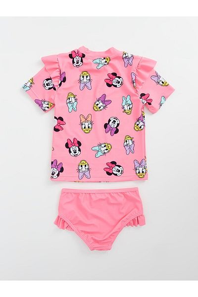 LC Waikiki LCW Baby - Minnie Mouse gemustertes Bikini-Set mit Rundhalsausschnitt und kurzen Ärmeln für Baby-Mädchen