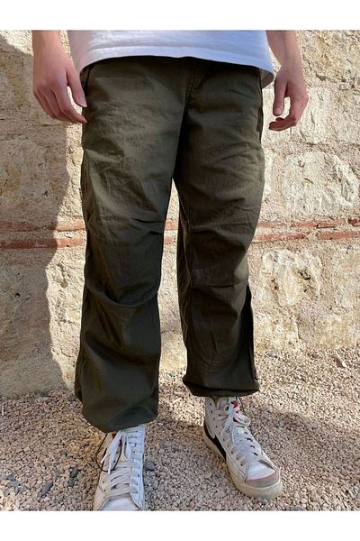 Gofeel Khaki Tactical Baggy Fit Denim Parachute Trousers Blue